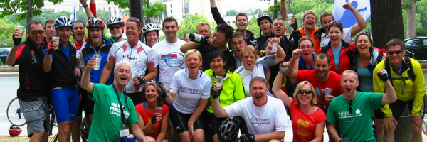 Group od cyclists on a charity challenge